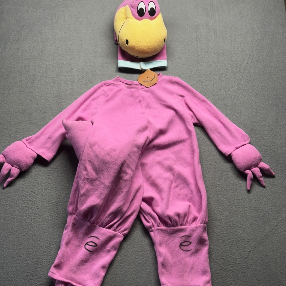 Rubie's The Flintstones Dino Costume Kids Small Pink Dinosaur Jumpsuit Headpiece